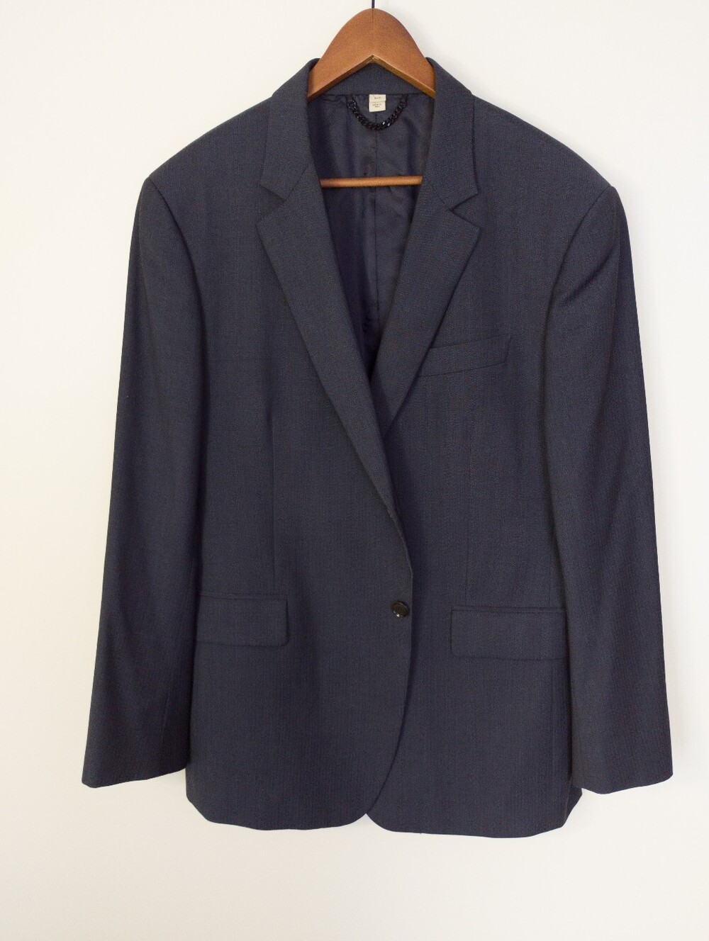 Burberry London Collins Wool Blazer Jacket Navy Gray Herringbone 56R Italy